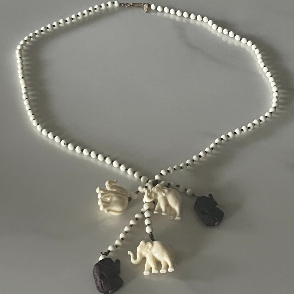 Miriam Haskell Elephant Necklace Vintage
